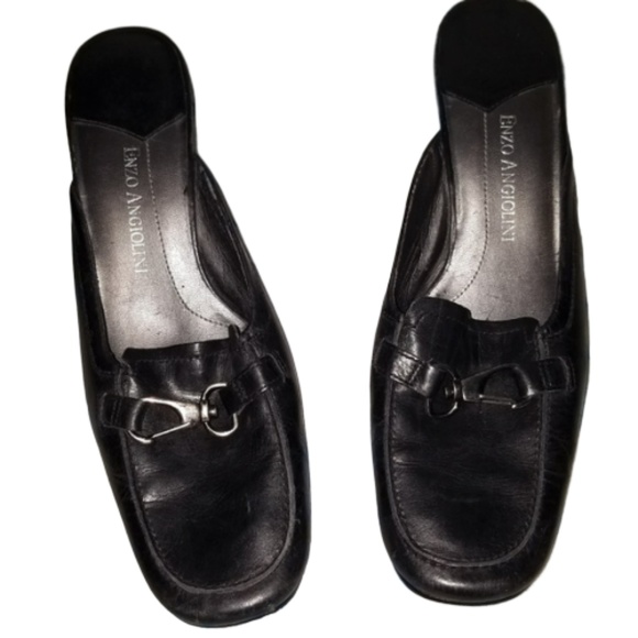 Enzo Angiolini Shoes - ENZO ANGIOLINI black leather mule slide heels 6.5